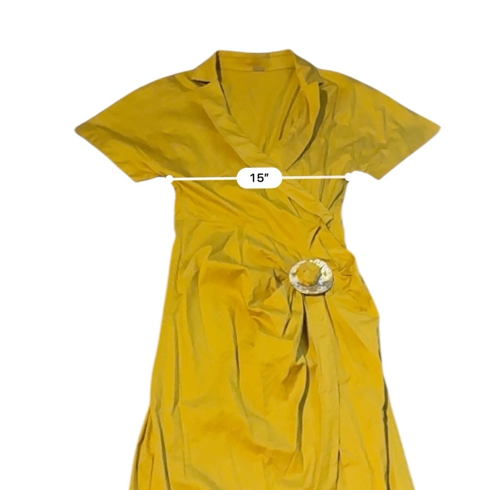 Cult Gaia Calista Short Sleeve Faux Wrap Midi Dress‎ in Tumeric Gold Yellow Sz 2 - Picture 10 of 12